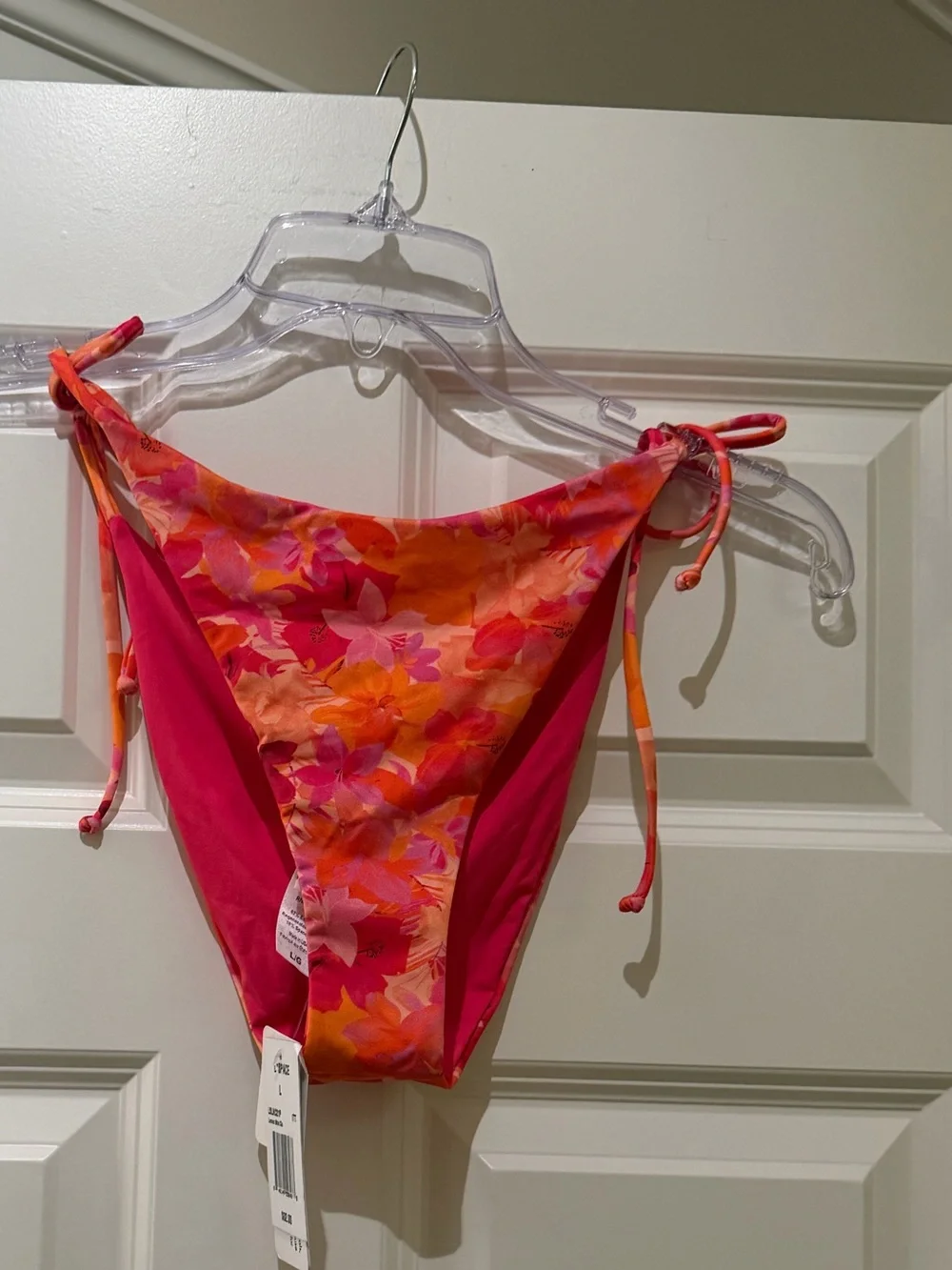 L*SPACE women’s Lennox LSLNC21P Pink And Orange Floral Tie-Side Bikini Bottoms